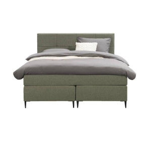 Leen Bakker - Boxspring Liv Geblokt - 140x200 Cm - Slanke Poot - Stof - Groen
