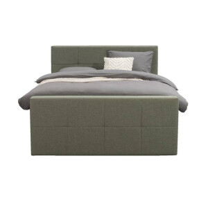 Leen Bakker - Boxspring Met Voetbord Liv Geblokt - 160x200 Cm - Ronde Poot - Stof - Groen