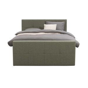 Leen Bakker - Boxspring Met Voetbord Liv Geblokt - 180x200 Cm - Vierkante Poot - Stof - Groen