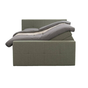 Leen Bakker - Boxspring Met Opbergruimte En Voetbord Liv Geblokt - 160x200cm - Stof - Groen