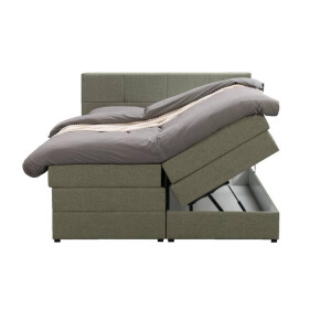 Leen Bakker - Boxspring Met Opbergruimte Liv Geblokt - 180x200 Cm - Stof - Groen