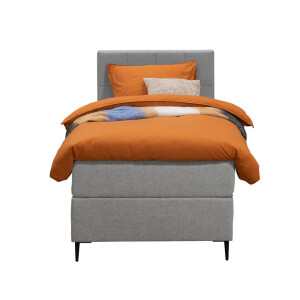 Leen Bakker - Boxspring Liv Geblokt - Licht - 90x200 Cm - Slanke Poot - Stof - Grijs