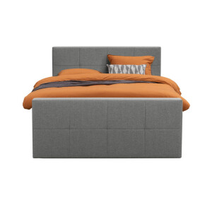 Leen Bakker - Boxspring Met Voetbord Liv Geblokt - Licht - 180x200 Cm - Slanke Poot - Stof - Grijs