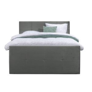 Leen Bakker - Boxspring Met Voetbord Liv Geblokt - 160x200 Cm - Ronde Poot - Stof/Velvet - Grijs