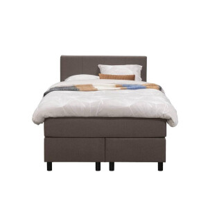 Leen Bakker - Boxspring Liv Geblokt - Donker - 120x200 Cm - Ronde Poot - Stof - Bruin