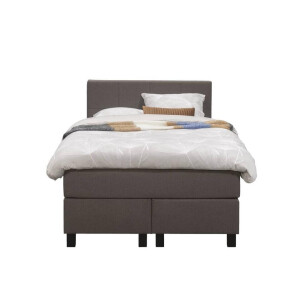 Leen Bakker - Boxspring Liv Geblokt - Donker - 120x200 Cm - Vierkante Poot - Stof - Bruin