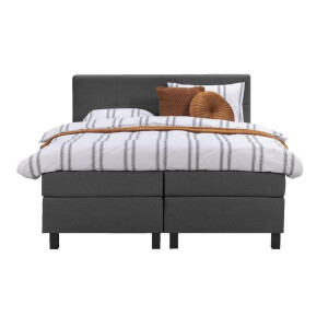 Leen Bakker - Boxspring Liv Geblokt - Antraciet - 180x200 Cm - Vierkante Poot - Stof - Grijs