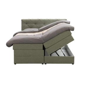 Leen Bakker - Boxspring Met Opbergruimte Liv Geruit - 140x200 Cm - Stof - Groen