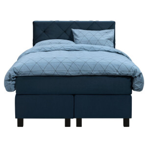 Leen Bakker - Boxspring Liv Geruit - 120x200 Cm - Vierkante Poot - Stof/Velvet - Blauw