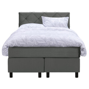 Leen Bakker - Boxspring Liv Geruit - 120x200 Cm - Ronde Poot - Stof/Velvet - Grijs