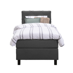 Leen Bakker - Boxspring Liv Geruit - Antraciet - 90x200 Cm - Vierkante Poot - Stof - Grijs