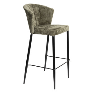 Dutchbone Barstoel 'Georgia' Chenille, kleur Groen (zithoogte 75cm)