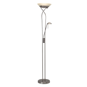 Brilliant Leuchten Staande ledlamp met uplight Ollie Leesarm, H 18 cm, dimbaar, 2500lm, warmwit, antiek messingkleur