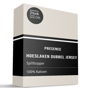 Splittopper Hoeslaken - Katoen Dubbel Jersey - Creme - 190x200cm - Creme - Presence - Dekbed-Discounter.nl