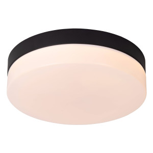 Lucide BISKIT - Plafonnière Badkamer - Ø 23 cm - LED - 1x12W 2700K - IP44 - Beweging & dag/nacht sensor - Zwart