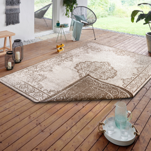 Dubbelzijdig Buitenkleed Triomphe Beige Crème 200x290 Cm Laagpolig NORTHRUGS - Dekbed-Discounter.nl