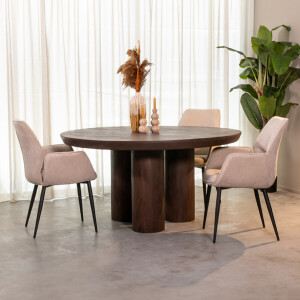 LABEL51 Ronde Eettafel 'Olly' Espresso Mangohout, 150cm