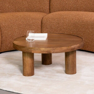 LABEL51 Ronde Salontafel 'Elly' Mangohout, 70cm, kleur Naturel