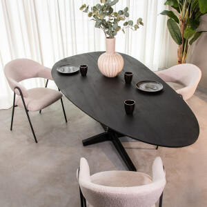 LABEL51 Organische Eettafel 'Rosie' Mangohout, 260 x 110cm, kleur Zwart