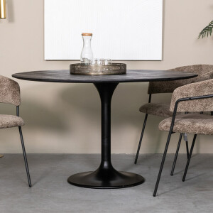 LABEL51 Ronde Eettafel 'Otto' Zwart Mangohout, 130cm