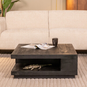 LABEL51 Salontafel 'Square' Mangohout, 80 x 80cm, kleur Zwart