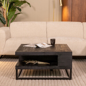 LABEL51 Salontafel 'Cube' Mangohout, 80 x 80cm, kleur Zwart