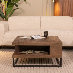 LABEL51 Salontafel 'Cube' Mangohout, 80 x 80cm, kleur Espresso