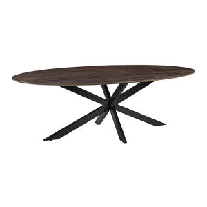 LABEL51 Ovale Eettafel 'James' Mangohout, 210 x 100cm, kleur Espresso