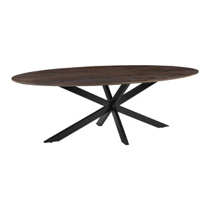 LABEL51 Ovale Eettafel 'James' Mangohout, 240 x 110cm, kleur Espresso