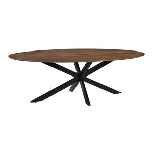 LABEL51 Ovale Eettafel 'James' Mangohout, 240 x 110cm, kleur Naturel