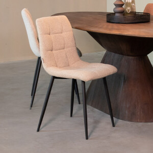 LABEL51 Eetkamerstoel 'Juul' Bouclé, kleur Zand
