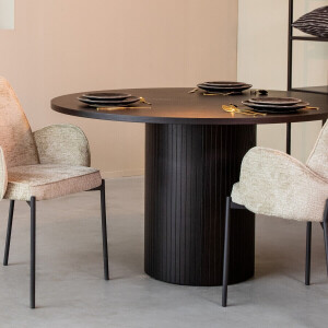 LABEL51 Ronde Eettafel 'Oliva' Zwart Eiken, 130cm