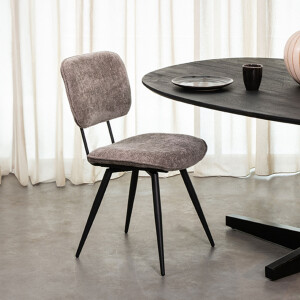 LABEL51 Eetkamerstoel 'Liva' Elite stof, kleur Stone