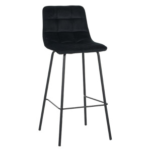 LABEL51 Barkruk 'Bistro' Velvet, kleur Zwart (zithoogte 78cm)