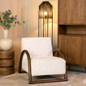 LABEL51 Fauteuil 'Viggo' Bouclé en walnoot