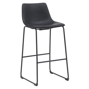 LABEL51 Barkruk 'Risto' Lederlook, kleur Zwart (zithoogte 75cm)