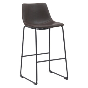 LABEL51 Barkruk 'Risto' Lederlook, kleur Donkerbruin (zithoogte 75cm)