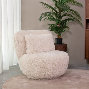 LABEL51 Draaifauteuil 'Doodle' Fluffy stof, kleur Crème