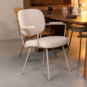 LABEL51 Eetkamerstoel 'Lausanne' Bouclé, kleur Naturel/Taupe