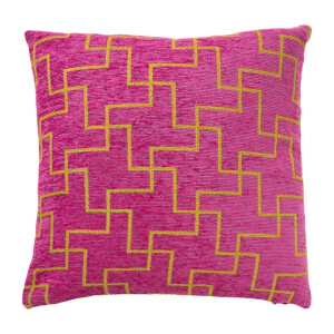 Kussen jacquard grafisch - roze - 45x45 cm