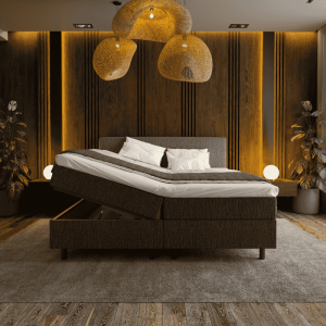 2-Persoons Boxspring Met Opbergruimte Hotel - Antraciet - Antraciet 180x200 Cm - Pocketvering - Inclusief Topper - Dekbed-Discounter.nl