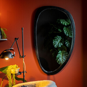 By-Boo Spiegel 'Plecto' Mangohout 120 x 70cm, Organisch, kleur Zwart