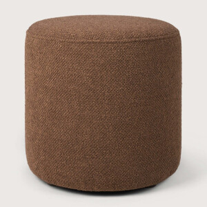 Ethnicraft Poef 'Barrow' 40cm, Structuurstof, kleur Koper