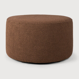 Ethnicraft Poef 'Barrow' 60cm, Structuurstof, kleur Koper