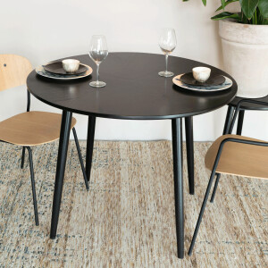 ZILT Ronde Eettafel 'Memo' Eikenhout, 100cm, kleur Zwart