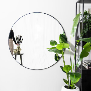 By-Boo Ronde Spiegel 'Immense' XXL 120cm, kleur Zwart