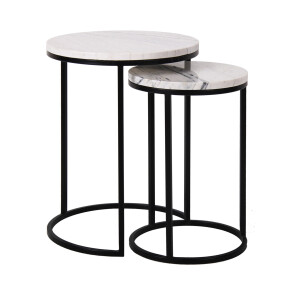 Richmond Bijzettafel 'Lexington' Marmer en Staal, Set van 2 stuks