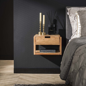 LifestyleFurn Hangend Nachtkastje 'Grover' Acaciahout, 39 x 25cm