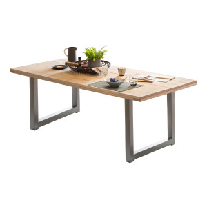 Artistiq Eettafel 'Alyne' Met zilveren U-poot, Mangohout, 240 x 100cm