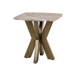 Richmond Bijzettafel 'Bottega' Marmer en brass, 55 x 55cm